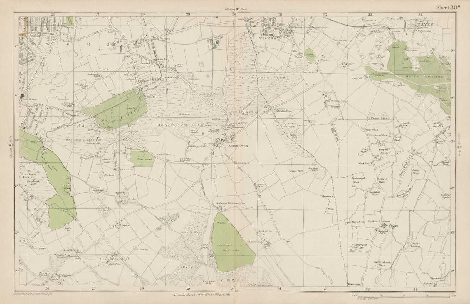 EAST CROYDON Selsdon West Wickham New Addington Hayes Shirley. BACON 1919 map